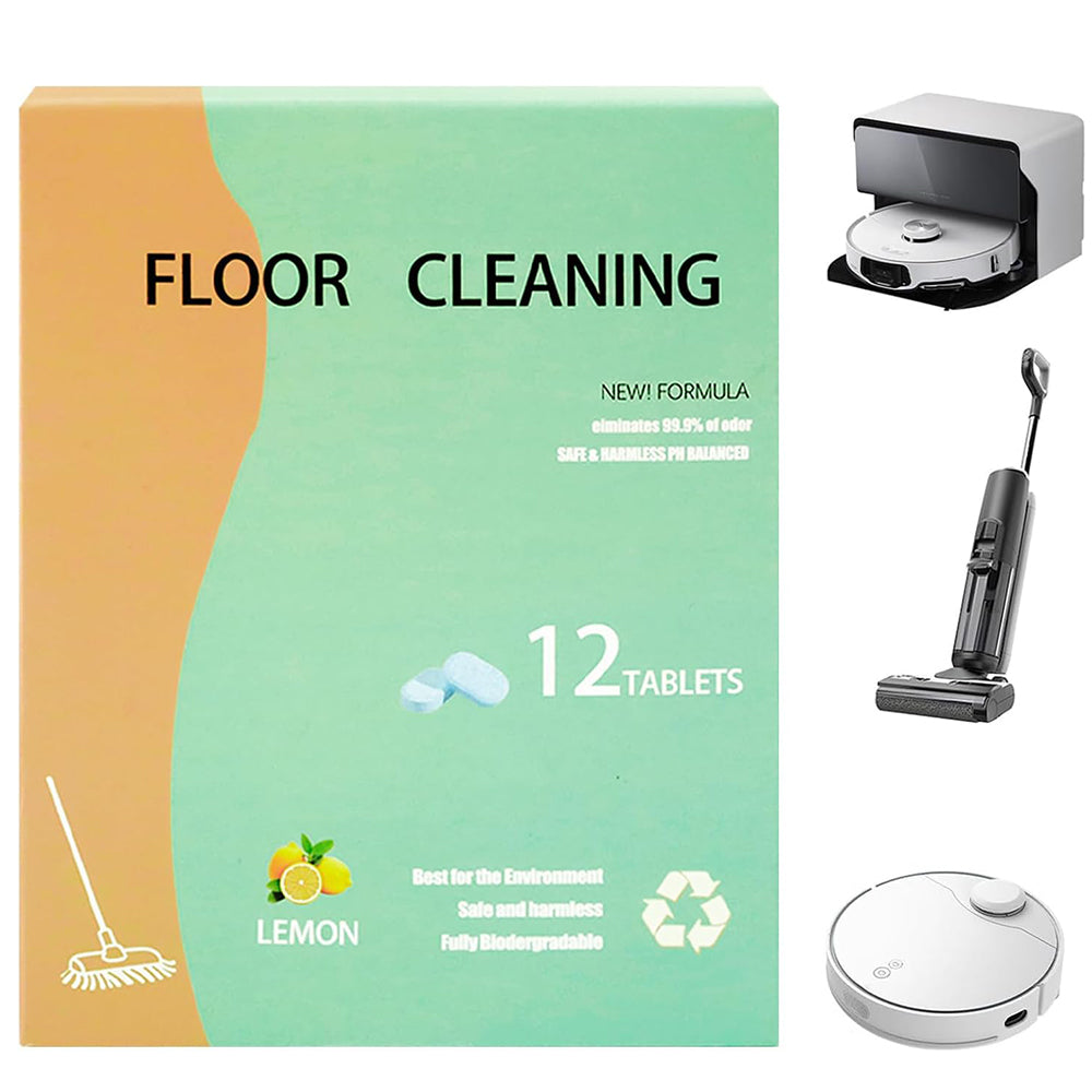 🍋SOPAMI Floor Cleaning Tablets - Safe for Wood Tile Marble Quick Dry No Residue 12 Tablets Lemon Scent