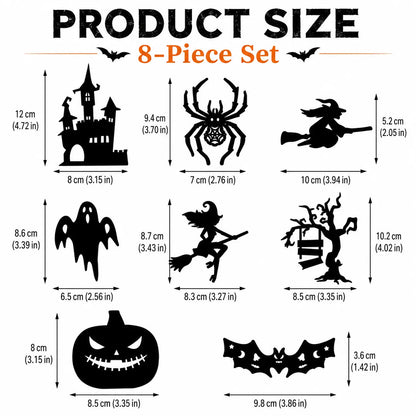 Halloween LED Silhouette Wall Light Stickers, Battery Powered Peel & Stick Decor Lights, No Drill PET Waterproof Wall Decor, Spooky Ghost Pumpkin Witch Bat Castle Spider Tree Ornaments for Home Window Door Party