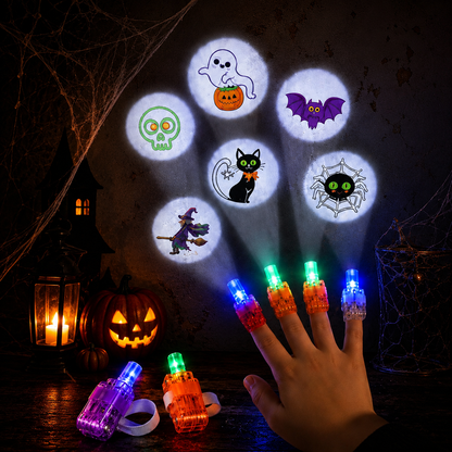 Halloween Finger Projector Rings, LED Lights Party Favors Mini Pattern