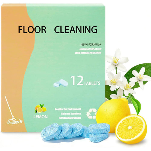 🍋SOPAMI Floor Cleaning Tablets - Safe for Wood Tile Marble Quick Dry No Residue 12 Tablets Lemon Scent