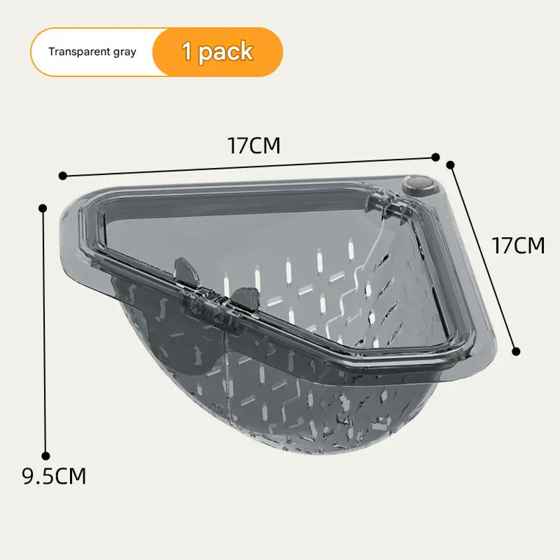🔥MCOIKY® Magnetic draining triangular kitchen sink filter for storing food scraps, leftovers, and kitchen waste.