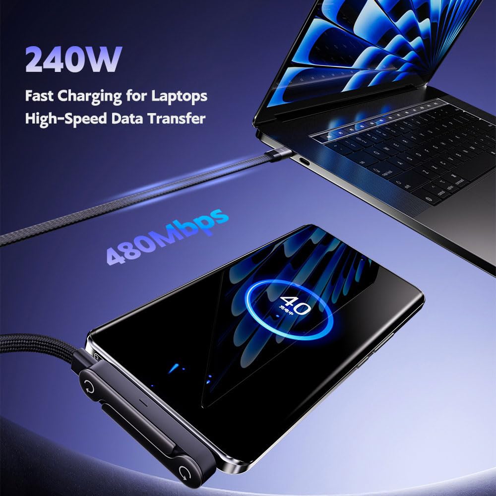 Invisible Stand Charging Cable - USB C to USB C Cable,240W Fast Charging Cable 5 FT