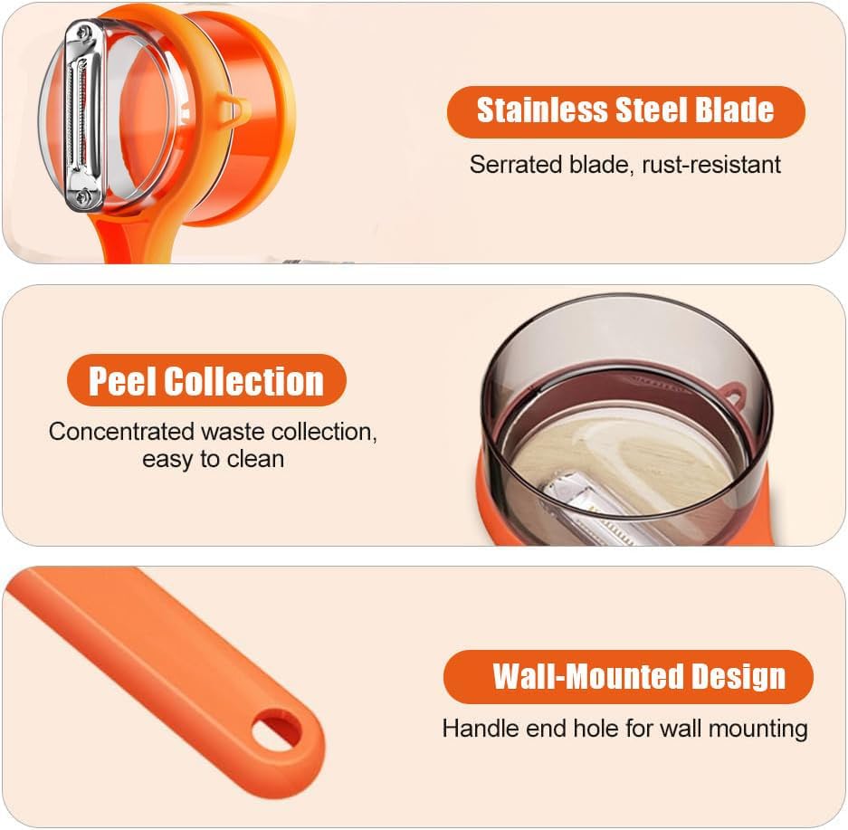 Upgrade Fruit & Vegetable Kitchen Peeler with Storage Box -Safe and Efficient Double-Sided Sharp Stainless Steel Blade,Easy to Clean Peeler