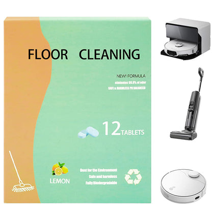 🍋SOPAMI Floor Cleaning Tablets - Safe for Wood Tile Marble Quick Dry No Residue 12 Tablets Lemon Scent