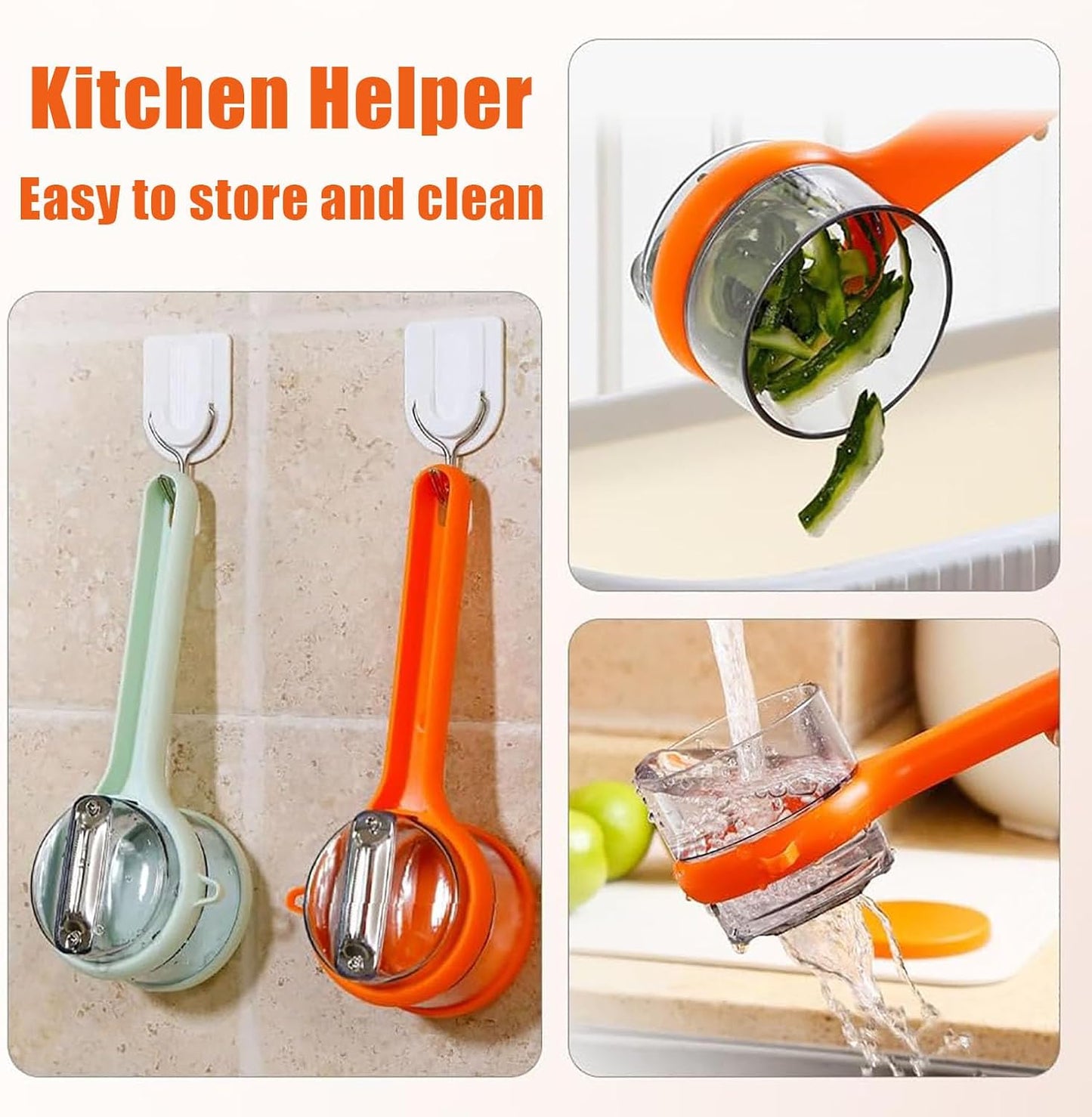 Upgrade Fruit & Vegetable Kitchen Peeler with Storage Box -Safe and Efficient Double-Sided Sharp Stainless Steel Blade,Easy to Clean Peeler