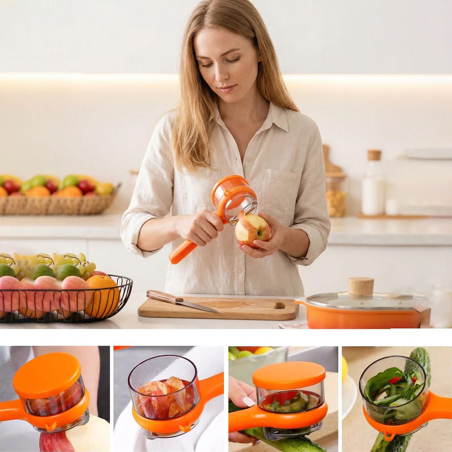 Upgrade Fruit & Vegetable Kitchen Peeler with Storage Box -Safe and Efficient Double-Sided Sharp Stainless Steel Blade,Easy to Clean Peeler