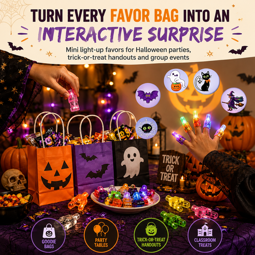 Halloween Finger Projector Rings, LED Lights Party Favors Mini Pattern
