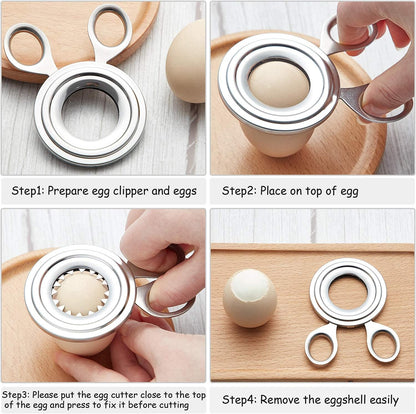 Stainless Steel Egg Cutter, Shell Remover and Top Opener, Multifunctional Egg Shell Scissors Slicer, Kitchen Supplies Essential