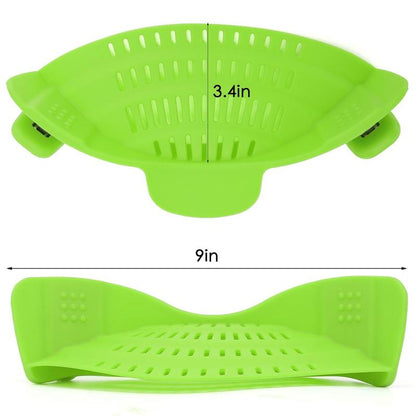 🍳Silicone Pasta Strainer Clip-On for Pots and Pans - Heat Resistant Colander for Vegetables and Noodles - Kitchen Gadgets for Cooking - Space-Saving Design