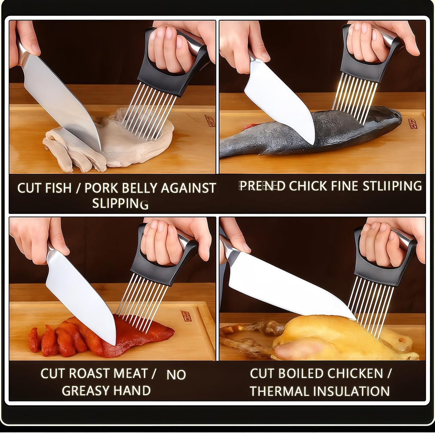 2026 Upgraded Onion Slicer, Onion Holder Chopper for Slicing, Chopper Slicer Assistant Tool, Cutter for Slicing of Meat, Potato, Tomato Kitchen Gadgets (1, Max)