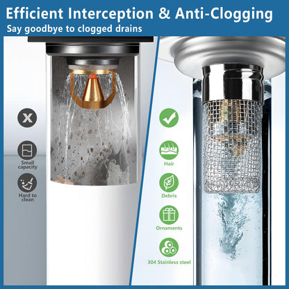 MCOIKY® Sink Drain Strainer with Removable Stainless Steel Basket PRO