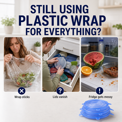 🔥[DealsForYouDays] Universal Reusable Silicone Lids – 6-Pack Self-Sealing Food Covers for Various Container Sizes