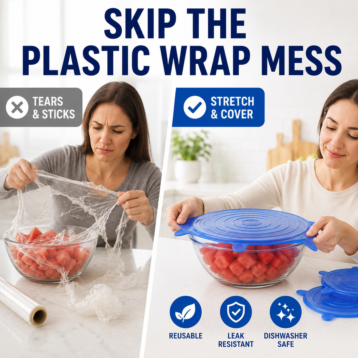 🔥[DealsForYouDays] Universal Reusable Silicone Lids – 6-Pack Self-Sealing Food Covers for Various Container Sizes