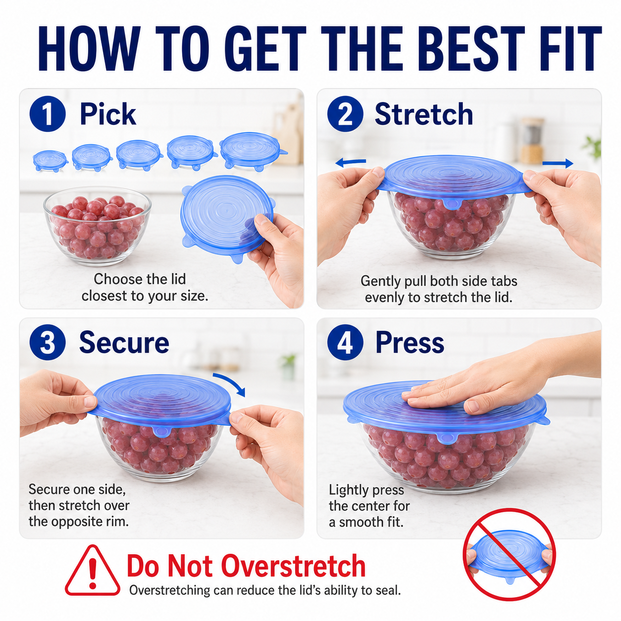🔥[DealsForYouDays] Universal Reusable Silicone Lids – 6-Pack Self-Sealing Food Covers for Various Container Sizes