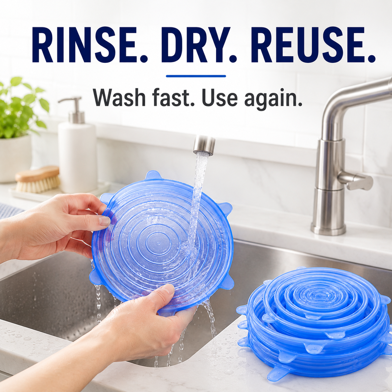 🔥[DealsForYouDays] Universal Reusable Silicone Lids – 6-Pack Self-Sealing Food Covers for Various Container Sizes