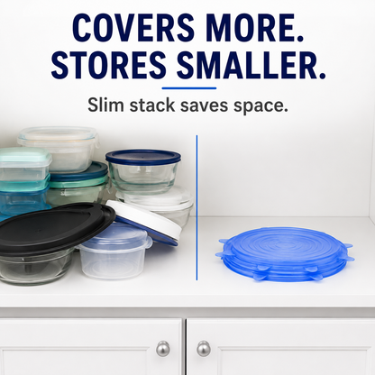 🔥[DealsForYouDays] Universal Reusable Silicone Lids – 6-Pack Self-Sealing Food Covers for Various Container Sizes