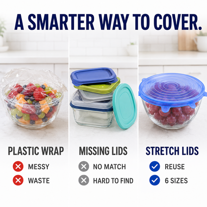 🔥[DealsForYouDays] Universal Reusable Silicone Lids – 6-Pack Self-Sealing Food Covers for Various Container Sizes