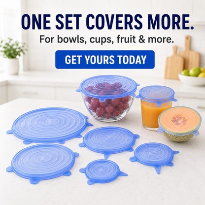 🔥[DealsForYouDays] Universal Reusable Silicone Lids – 6-Pack Self-Sealing Food Covers for Various Container Sizes