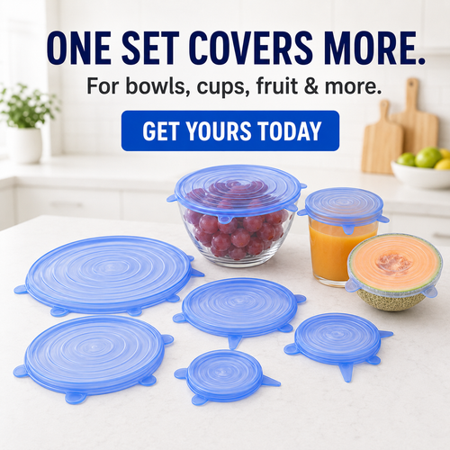 🔥[DealsForYouDays] Universal Reusable Silicone Lids – 6-Pack Self-Sealing Food Covers for Various Container Sizes