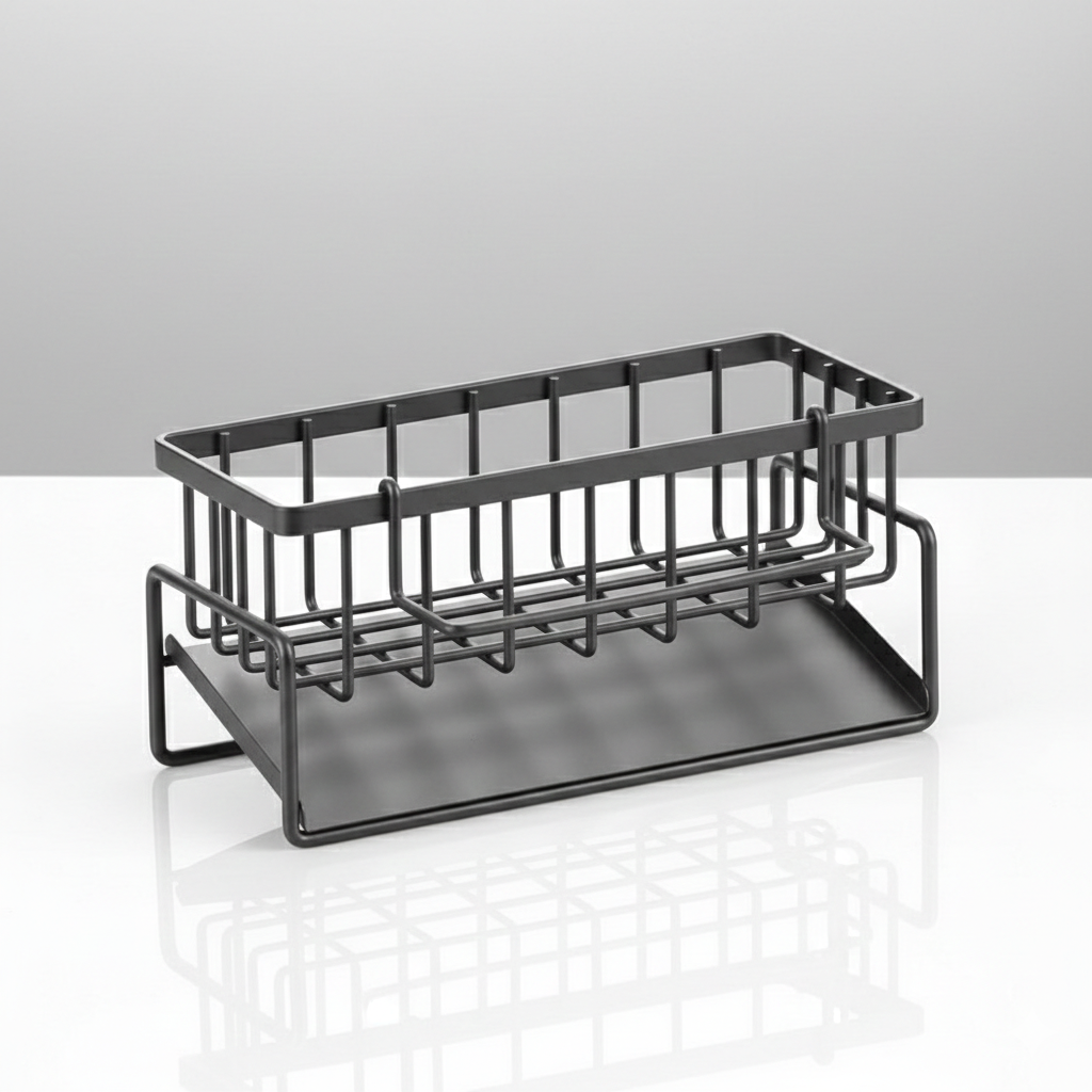 Kitchen Sink Metal Drain Rack Self Draining Storage Basket