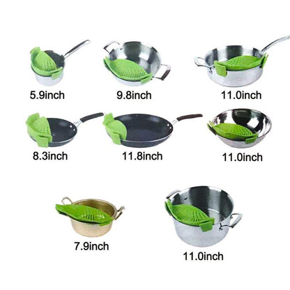 🍳Silicone Pasta Strainer Clip-On for Pots and Pans - Heat Resistant Colander for Vegetables and Noodles - Kitchen Gadgets for Cooking - Space-Saving Design