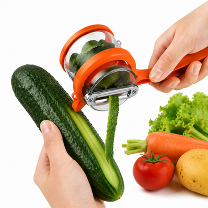 Upgrade Fruit & Vegetable Kitchen Peeler with Storage Box -Safe and Efficient Double-Sided Sharp Stainless Steel Blade,Easy to Clean Peeler