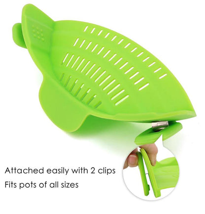 🍳Silicone Pasta Strainer Clip-On for Pots and Pans - Heat Resistant Colander for Vegetables and Noodles - Kitchen Gadgets for Cooking - Space-Saving Design