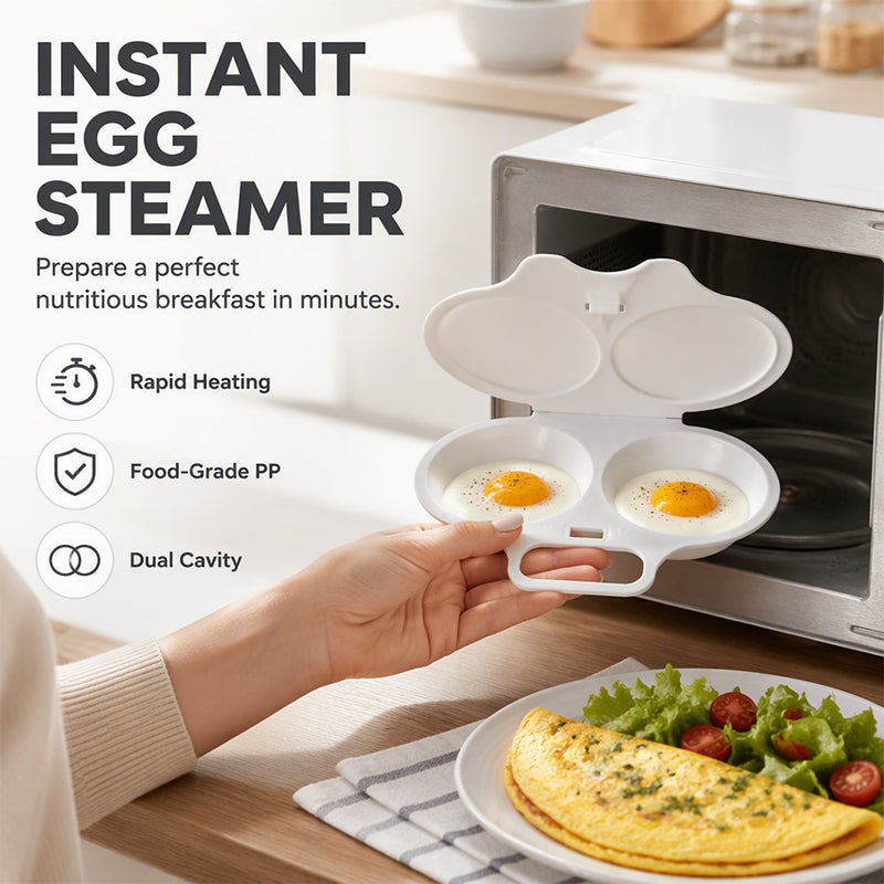 🥚Microwave Egg Poacher – Dual‑cavity, non‑stick & easy clean. Healthier than frying