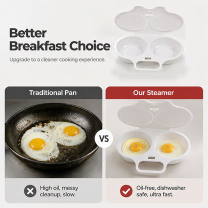 🥚Microwave Egg Poacher – Dual‑cavity, non‑stick & easy clean. Healthier than frying