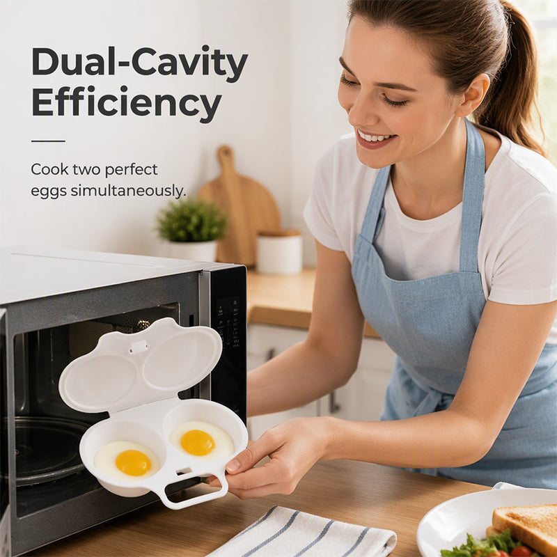 🥚Microwave Egg Poacher – Dual‑cavity, non‑stick & easy clean. Healthier than frying