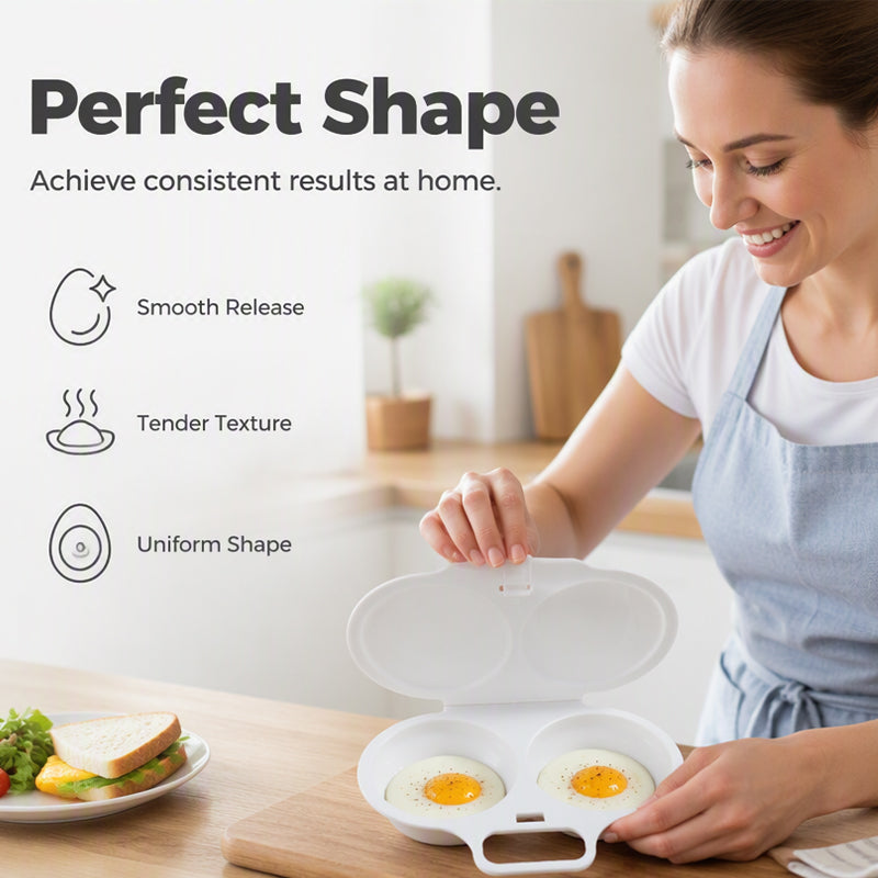 🥚Microwave Egg Poacher – Dual‑cavity, non‑stick & easy clean. Healthier than frying